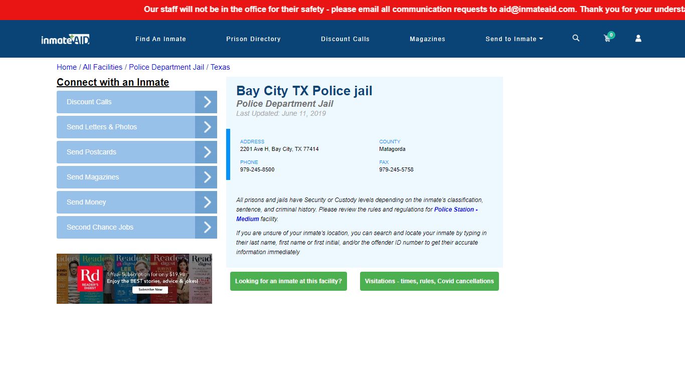 Bay City TX Police jail & Inmate Search - Bay City, TX