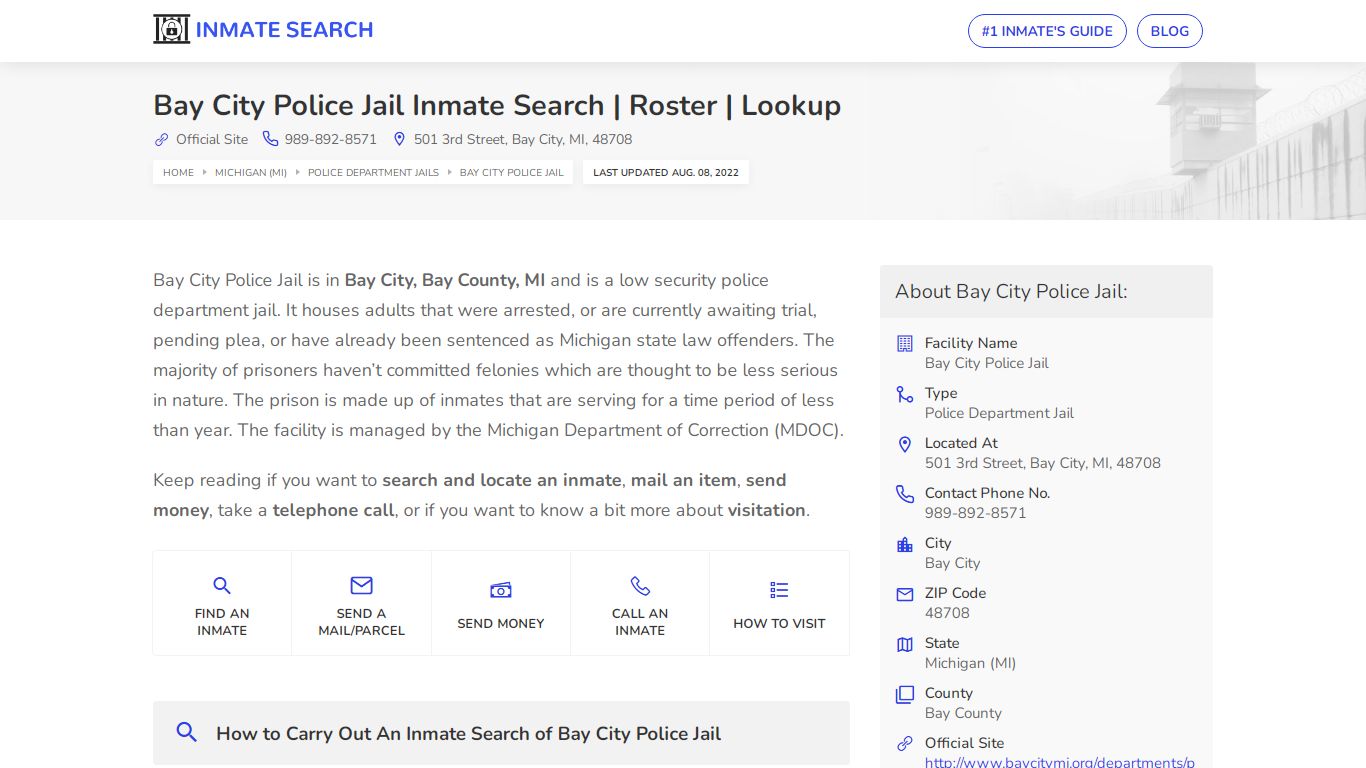 Bay City Police Jail Inmate Search | Roster | Lookup